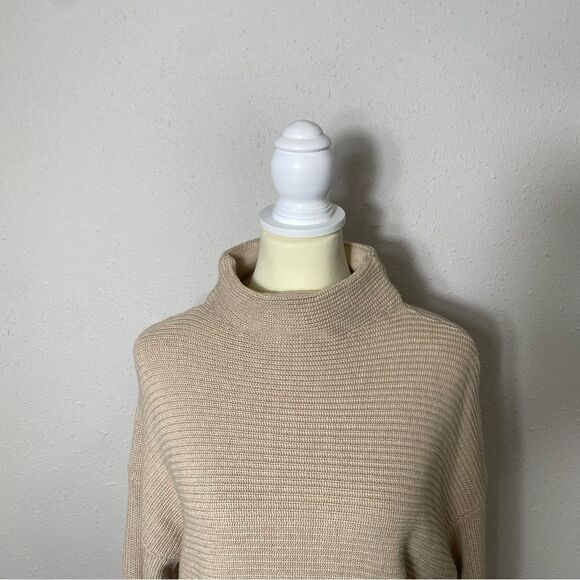Michael Kors Beige Mock Neck Ribbed Knit Sweater Women's Size Large - Picture 13 of 16
